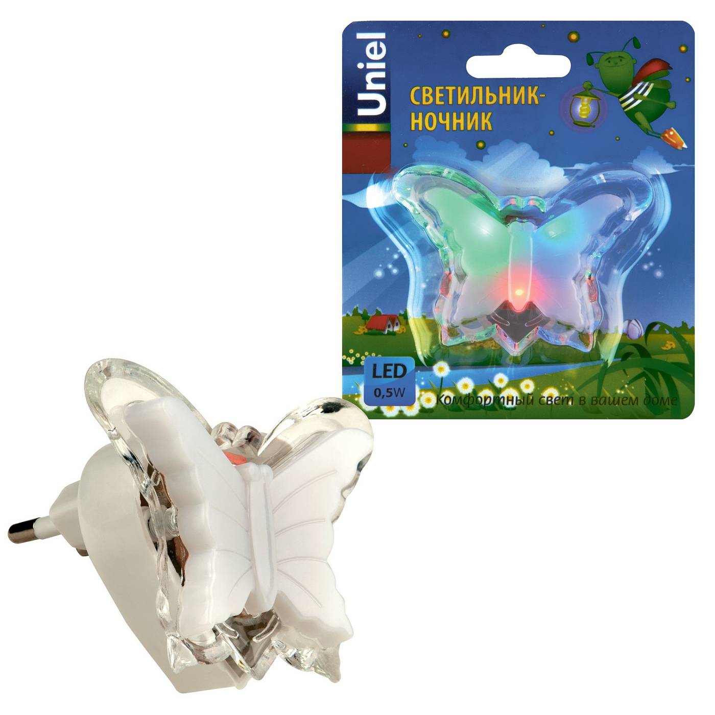 Детский ночник Uniel DTL-308-Бабочка/RGB/3LED/0,5W