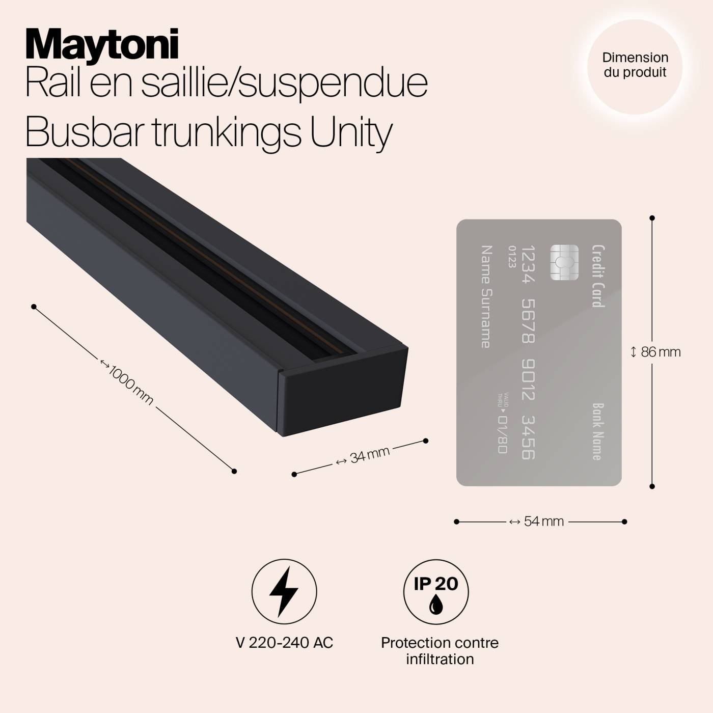 TRX001-111B Однофазный двухжильный трековый шинопровод Maytoni Single phase track system TRX001-111B