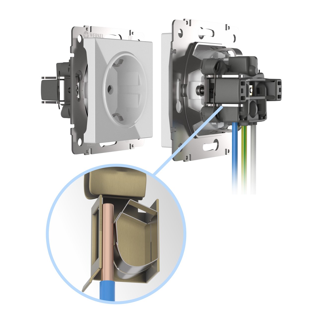 Розетка Werkel W1171303/ Розетка с заземлением, безвинтовой зажим (слоновая кость)