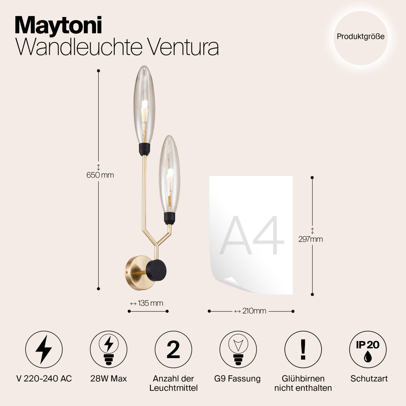 MOD012WL-02G Настенное бра Maytoni Ventura MOD012WL-02G