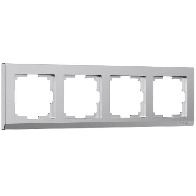W0041865/ Рамка на 4 поста Stark (серебряный матовый) Рамка Werkel W0041865/ Рамка на 4 поста Stark (серебряный матовый)