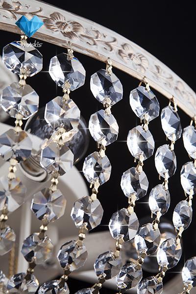 3647/6 белый с золотом/прозрачный хрусталь Strotskis Потолочная люстра Eurosvet 3647 3647/6 белый с золотом/прозрачный хрусталь Strotskis
