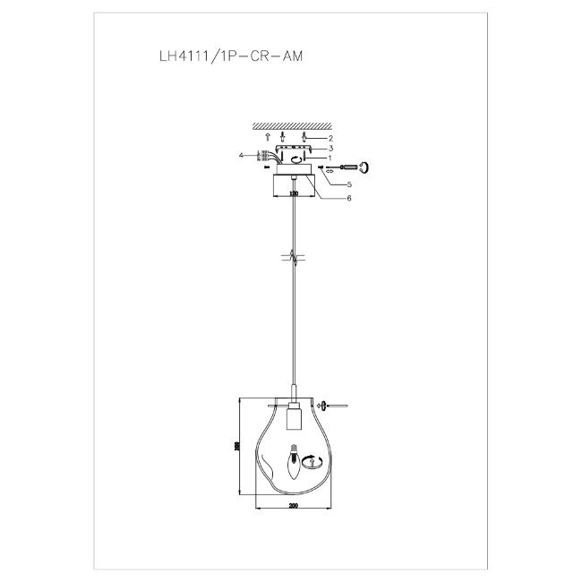 Светильник подвесной Lumien Hall Nertus LH4111/1P-CR-AM