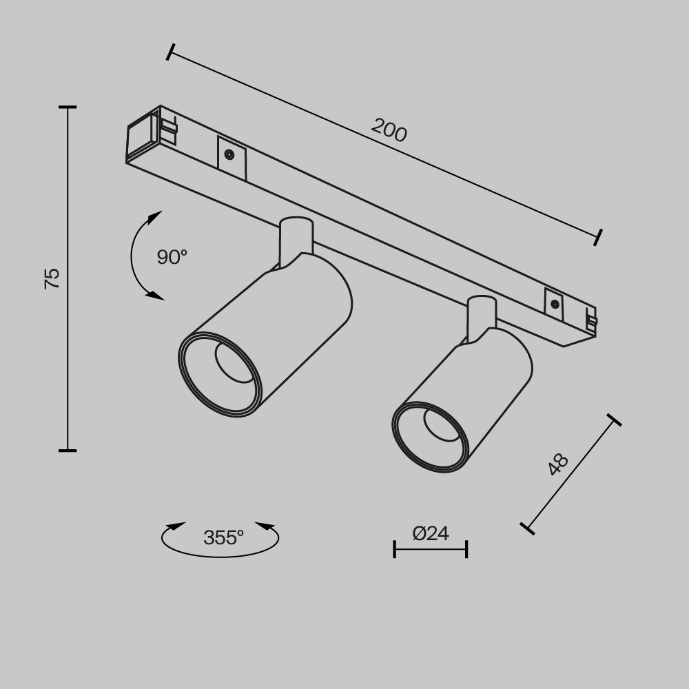 TR176-1-2X3WTW-M-B Трековый светильник Maytoni Focus Duo TR176-1-2X3WTW-M-B
