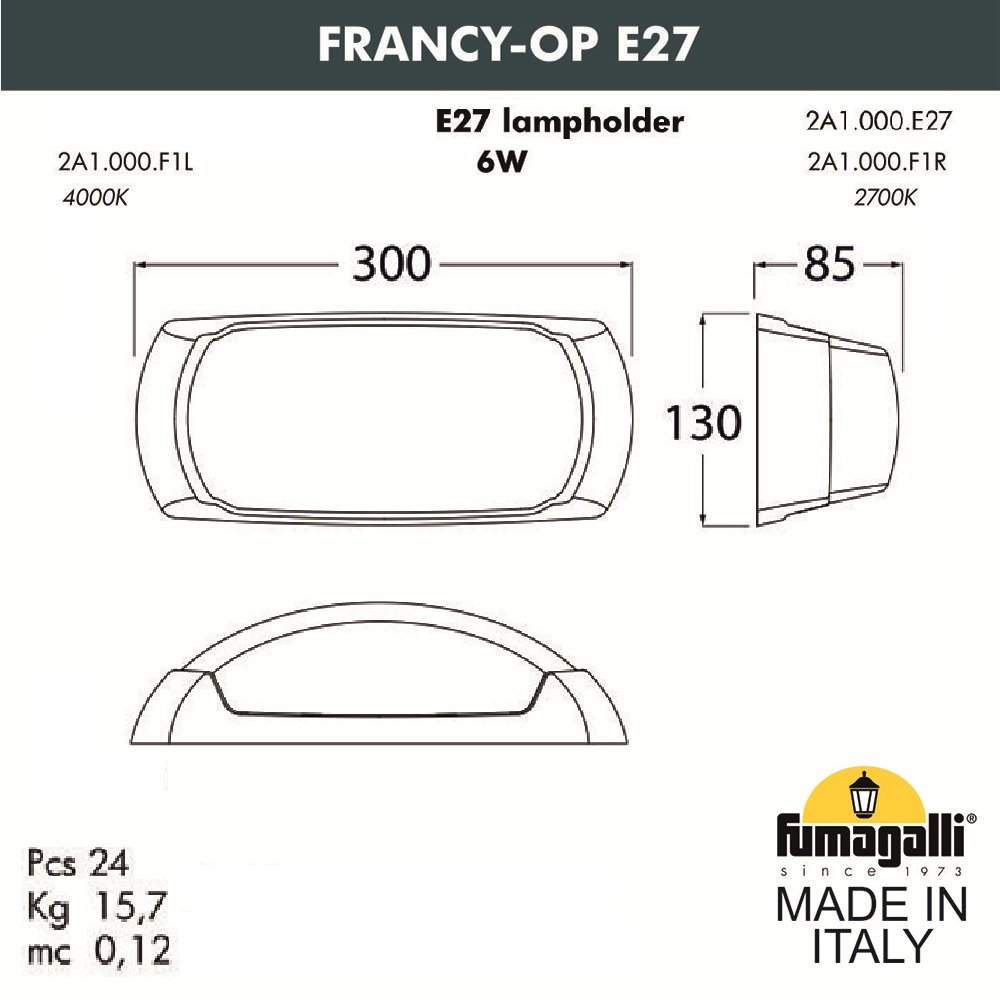 2A1.000.000.LYF1R Уличный настенный светильник Fumagalli Francy 2A1.000.000.LYF1R