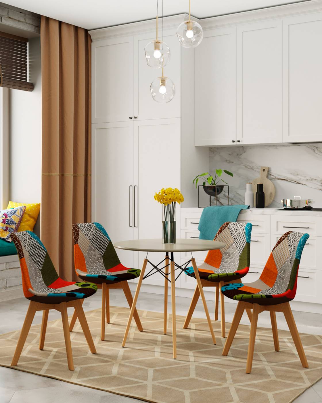 Комплект стульев Stool Group Frankfurt Y863 patchwork X4