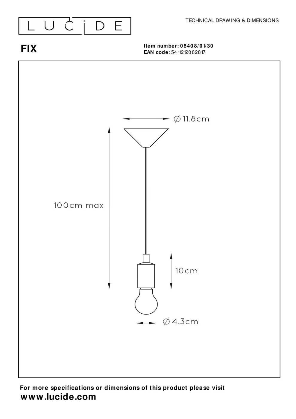 Светильник подвесной Lucide Fix 08408/01/30