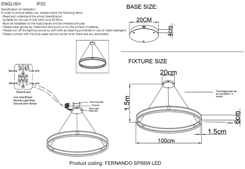 Подвесная люстра Crystal Lux Fernando FERNANDO SP88W LED COFFEE/BLACK
