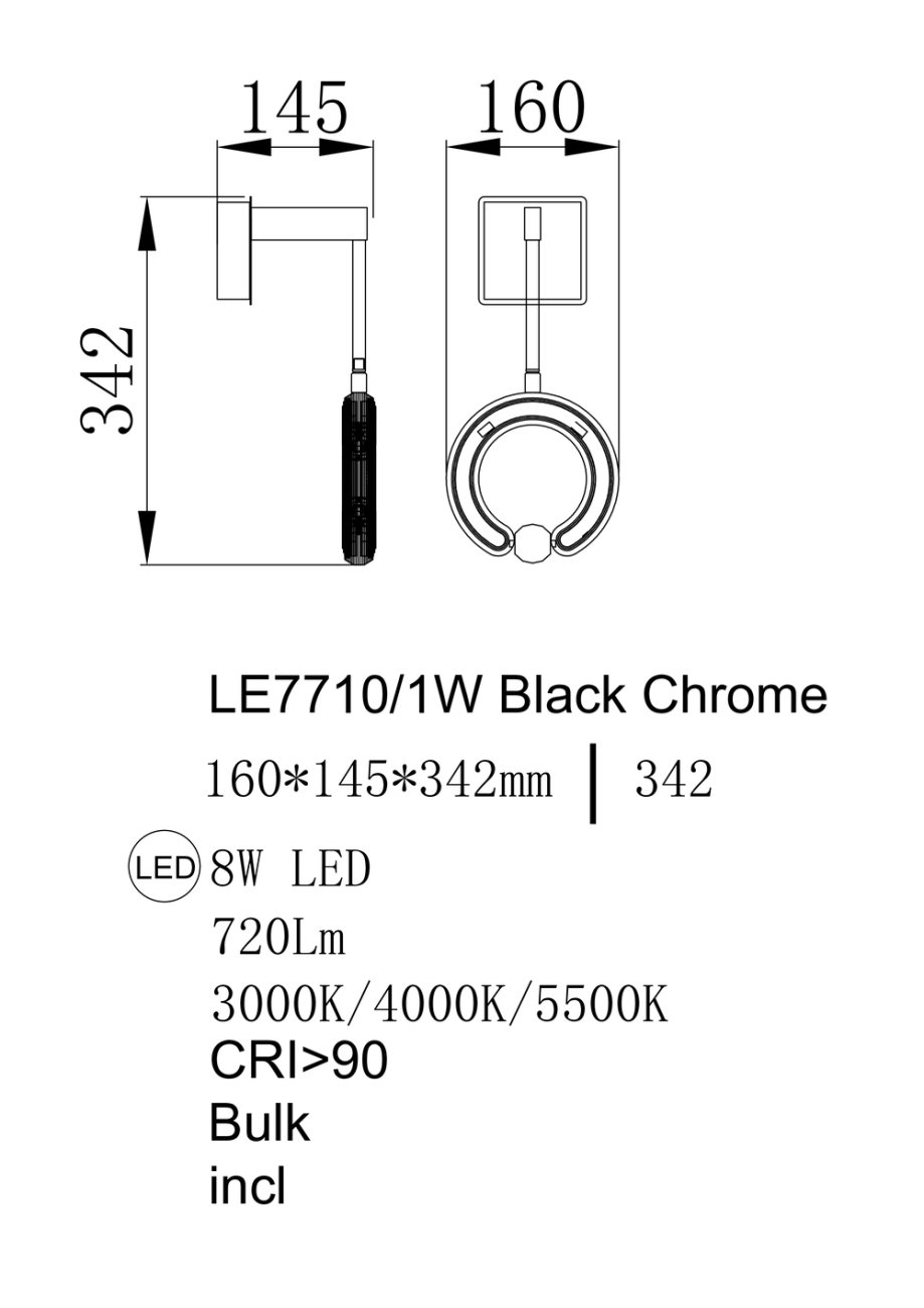 LE7710/1W Black Chrome Настенное бра LEON Ani LE7710/1W Black Chrome