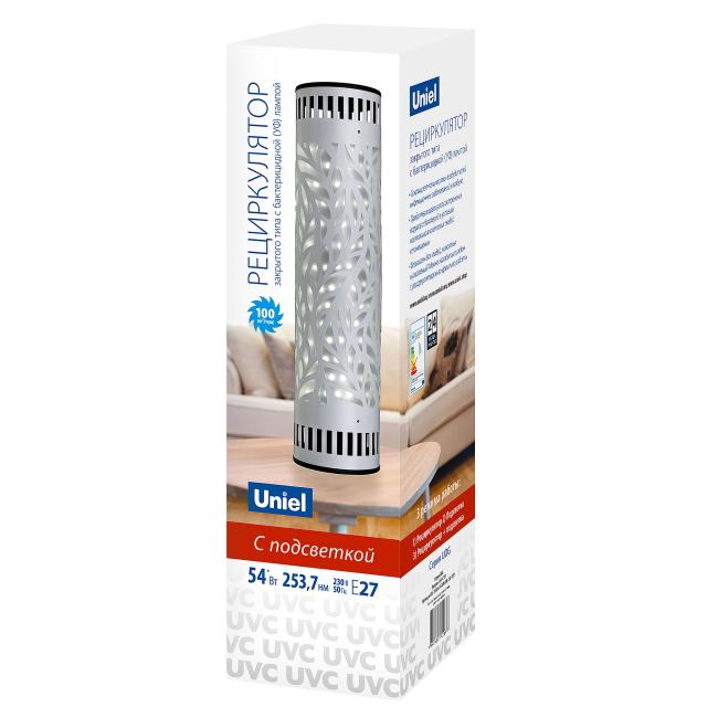 UDG-V100A UVCB/4000K D02 GREY Рециркулятор закрытого типа с бактерицидной лампой Е27 Uniel Udg рециркуляторы UDG-V100A UVCB/4000K D02 GREY