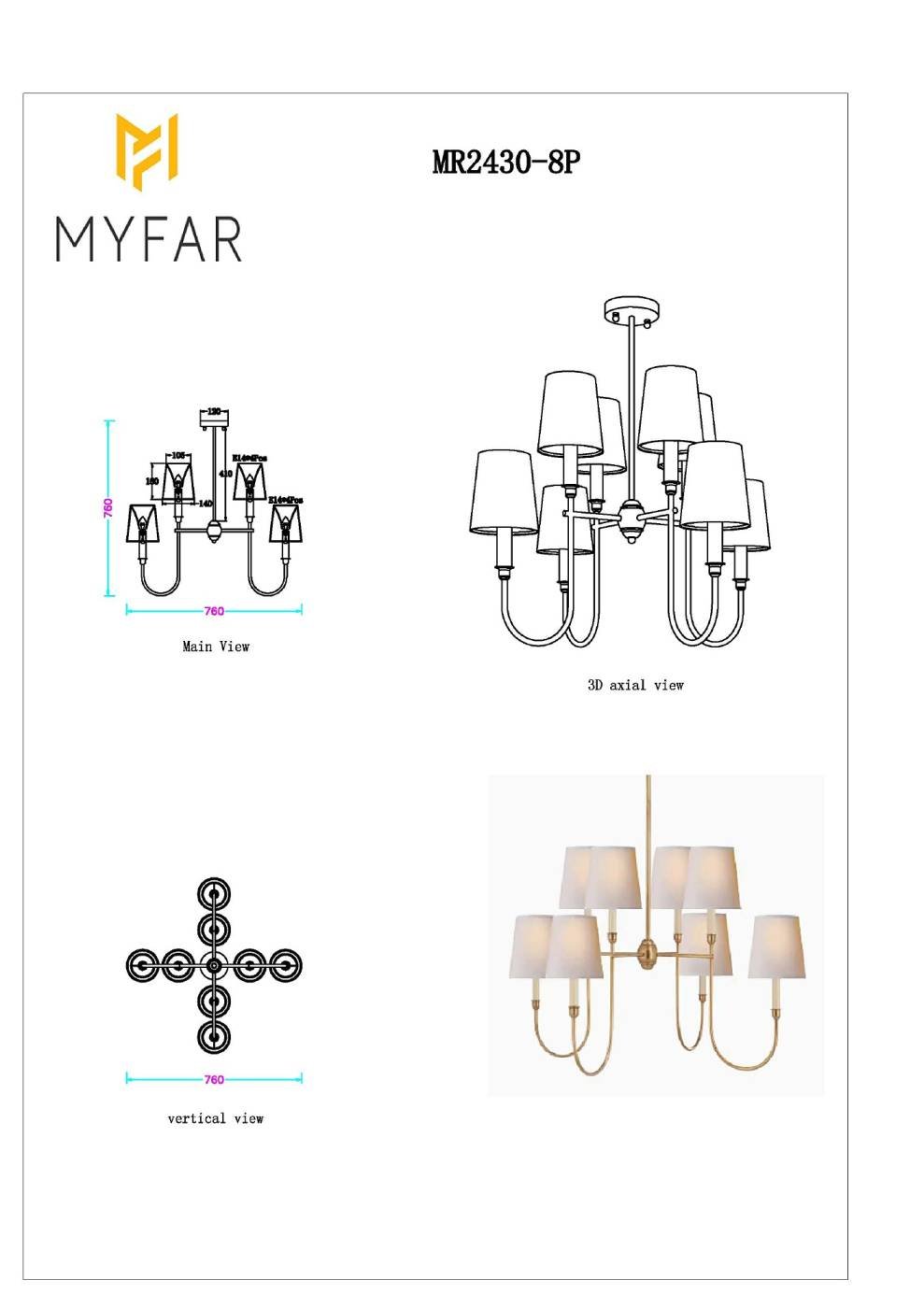 MR2430-8P Потолочная люстра MyFar Gabriel MR2430-8P