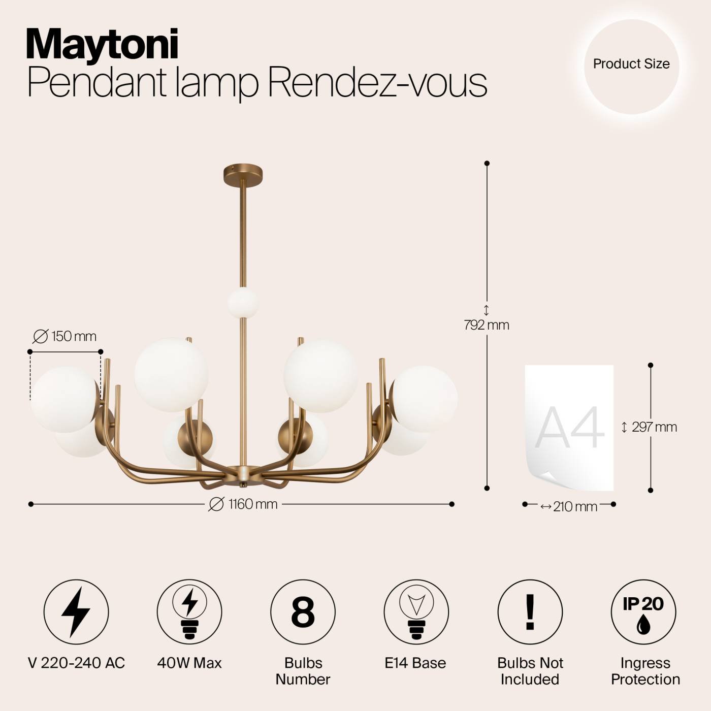 MOD109PL-08BS Люстра на штанге Maytoni Rendez-Vous MOD109PL-08BS