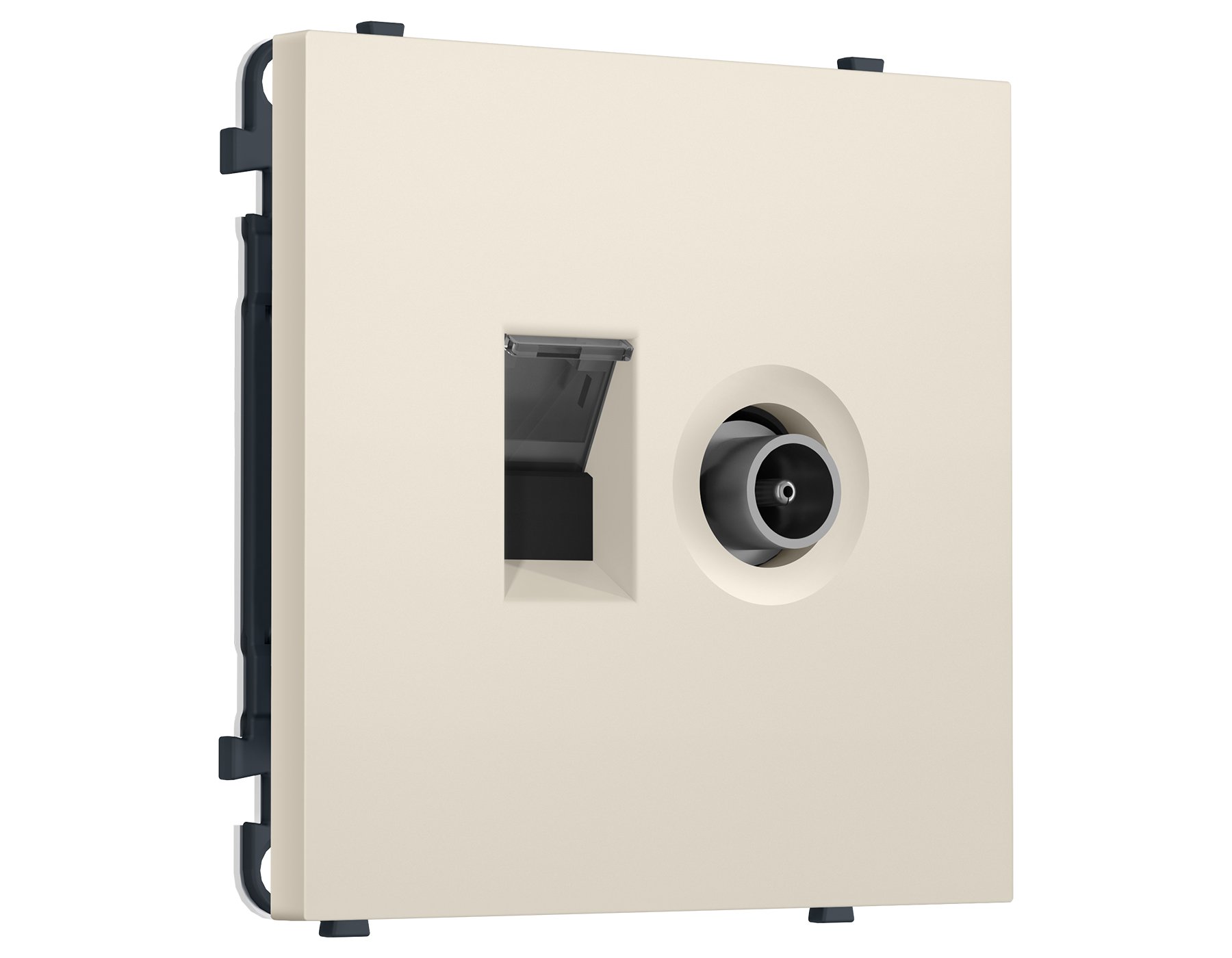 MS332510 MS332510 Комплект механизма розетки компьютерной + TV оконечной SIGMA Бежевый матовый RJ-45 (8P8C) CAT6/50-870MHz 1dB с/ш QUANT PRO (SP3325, PR195)