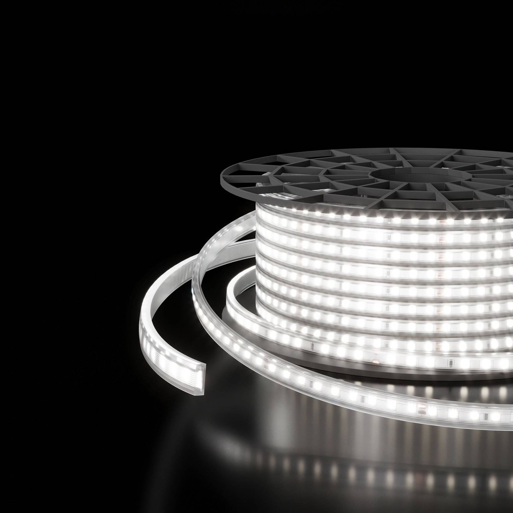 Лента светодиодная Premium 220V 18W 180Led 2835 IP65 6500К холодный белый, 50 м, двухрядная (LS011 220V) Светодиодная лента 220V 18W IP65 Elektrostandard Лента светодиодная Premium 220V 18W 180Led 2835 IP65 6500К холодный белый, 50 м, двухрядная (LS011 220V)