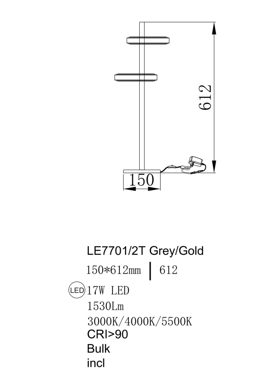 LE7701/2T Grey/Gold Настольная лампа LEON Theona LE7701/2T Grey/Gold
