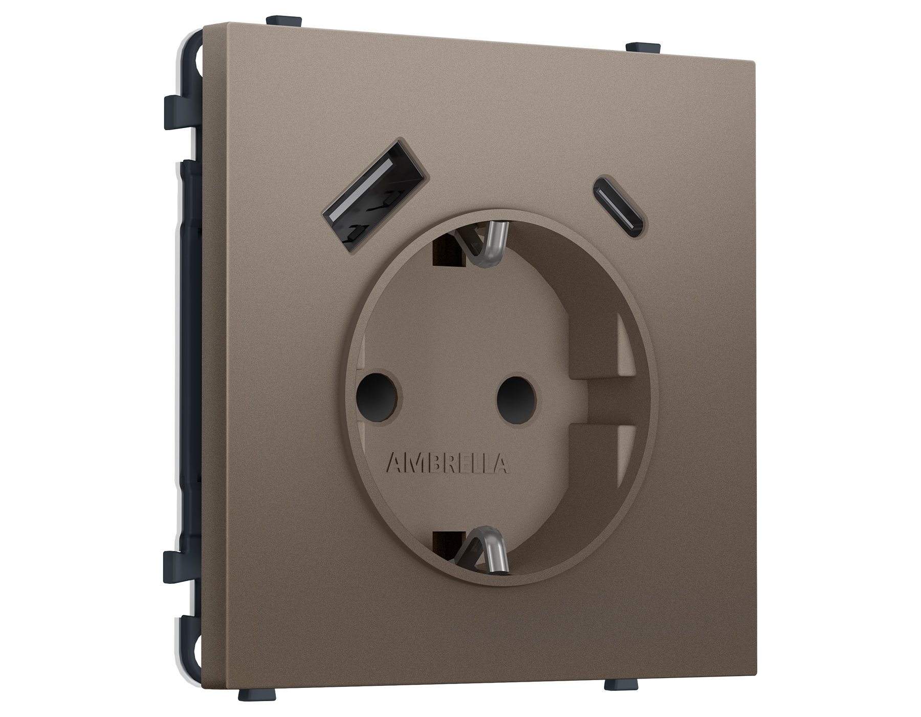 MS640010 MS640010 Комплект механизма электрической розетки SIGMA Темная бронза матовый 2USB A+C 20W (быст. зар.) с/з с/ш 16A-250V QUANT PRO (SP6400, PR160)