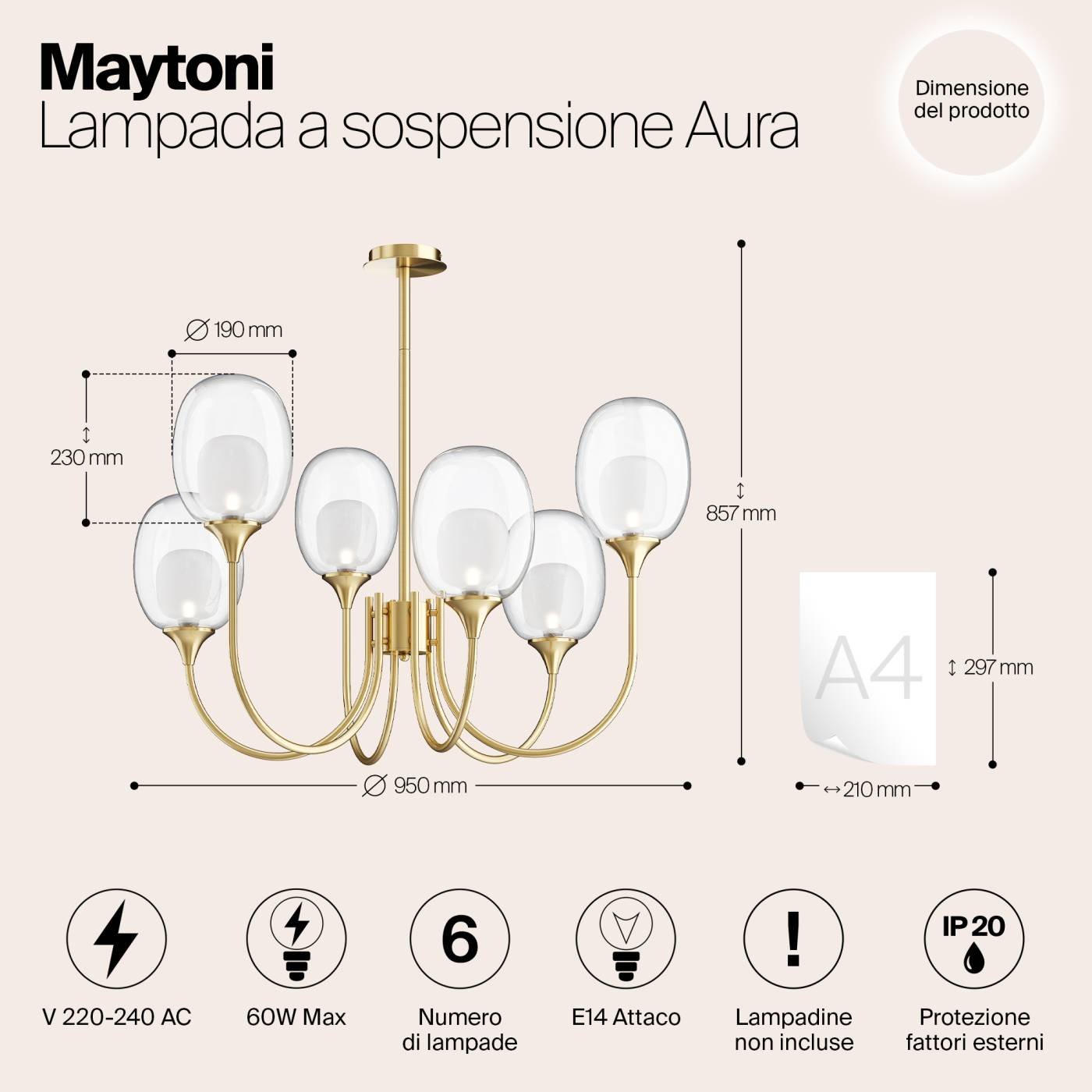 MOD016PL-06BS Потолочная люстра Maytoni Aura MOD016PL-06BS