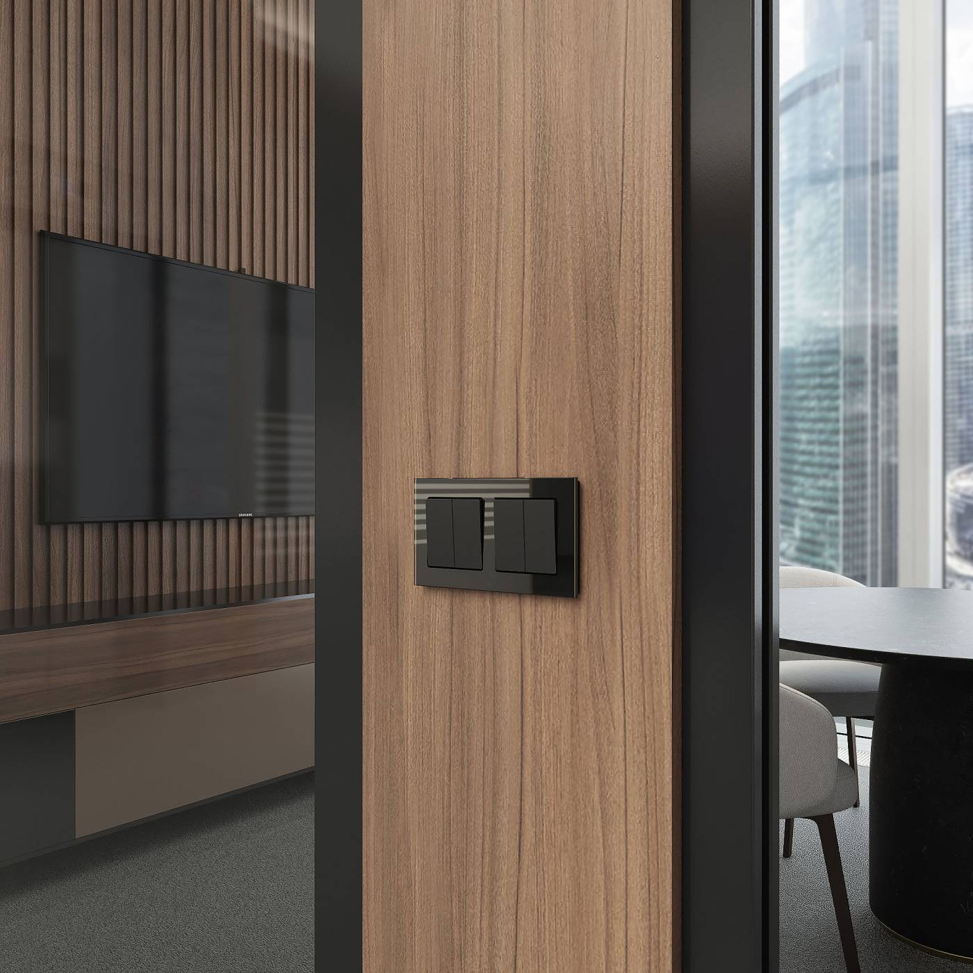 W1123006/ Перекрестный выключатель двухклавишный (чёрный) Выключатель Werkel W1123006/ Перекрестный выключатель двухклавишный (чёрный)