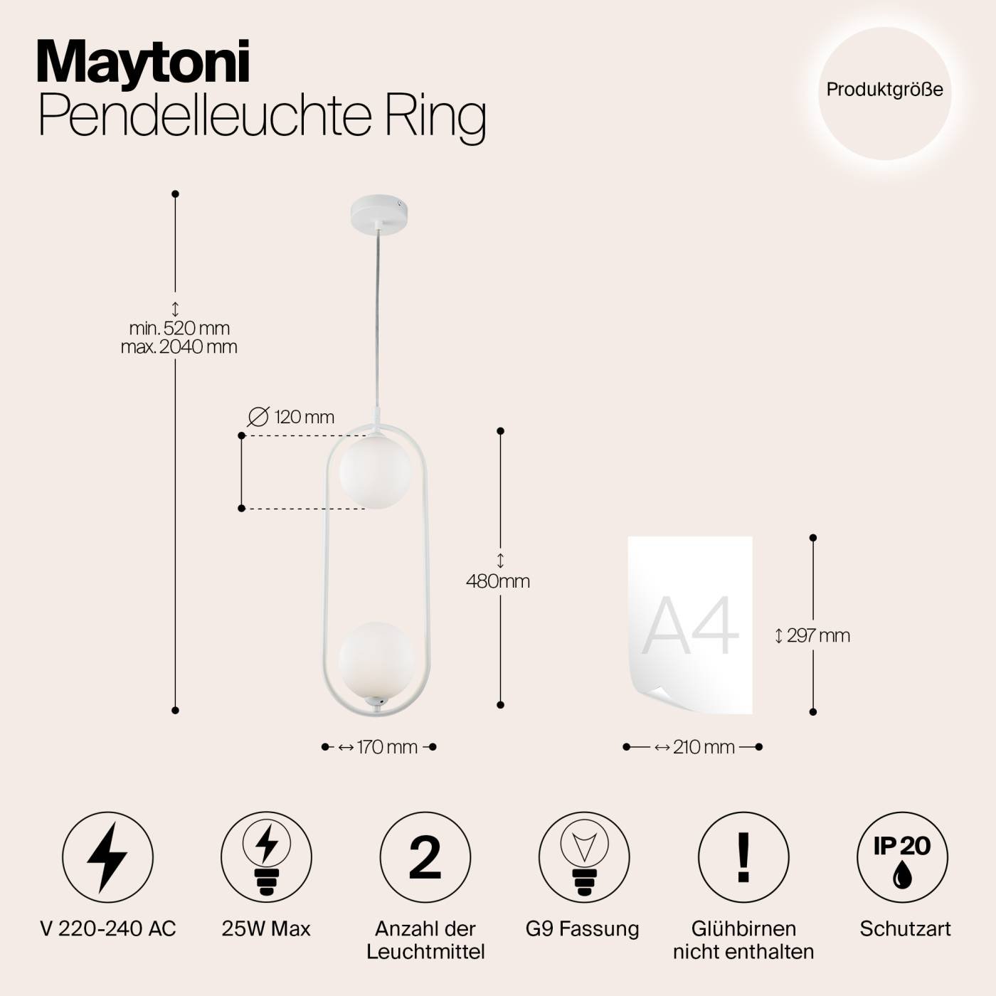MOD013PL-02W Светильник подвесной Maytoni Ring MOD013PL-02W
