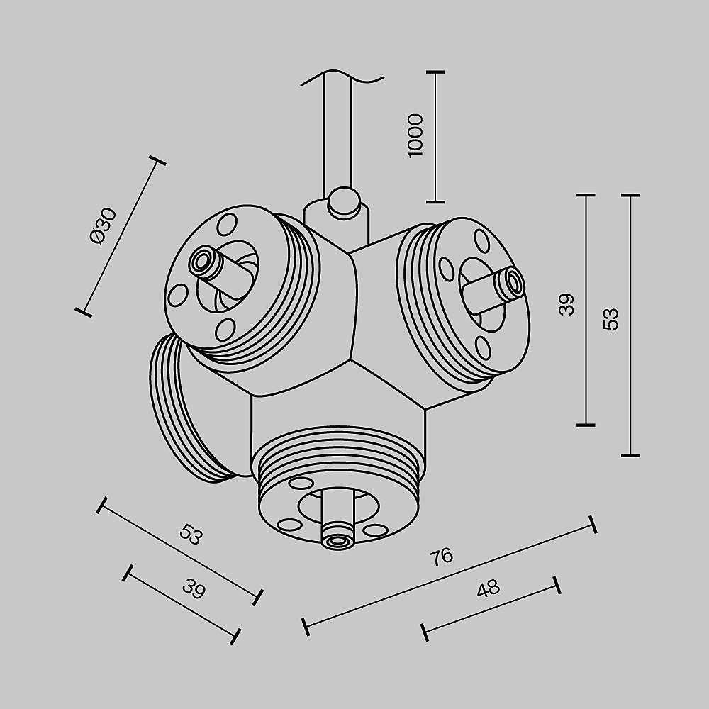 Х-образный вертикальный коннектор для системы Shelf с вводом питания Maytoni Accessories for system Shelf CA019L4C-P-B