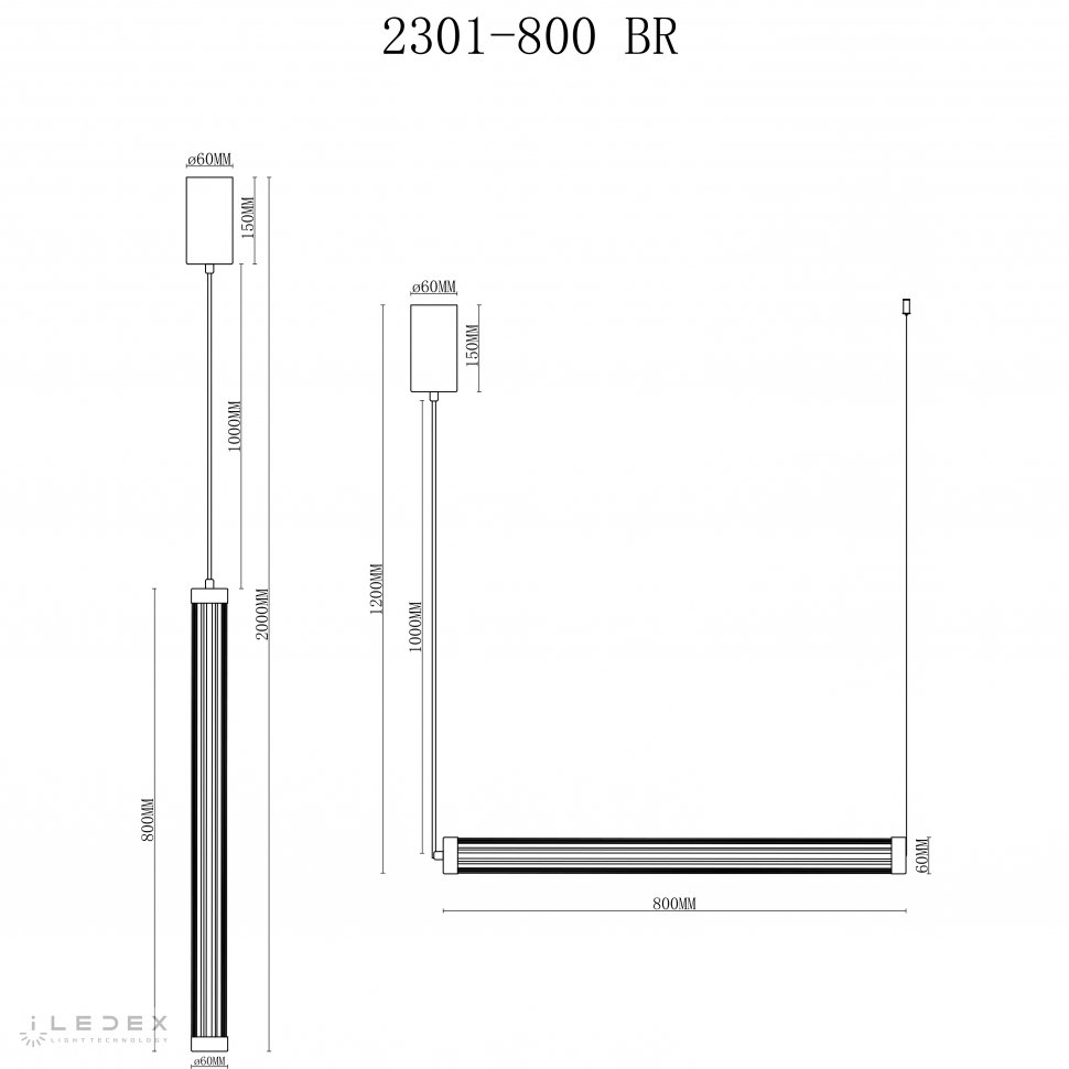 2301-800 BR Светильник подвесной ILedex Rocks 2301-800 BR