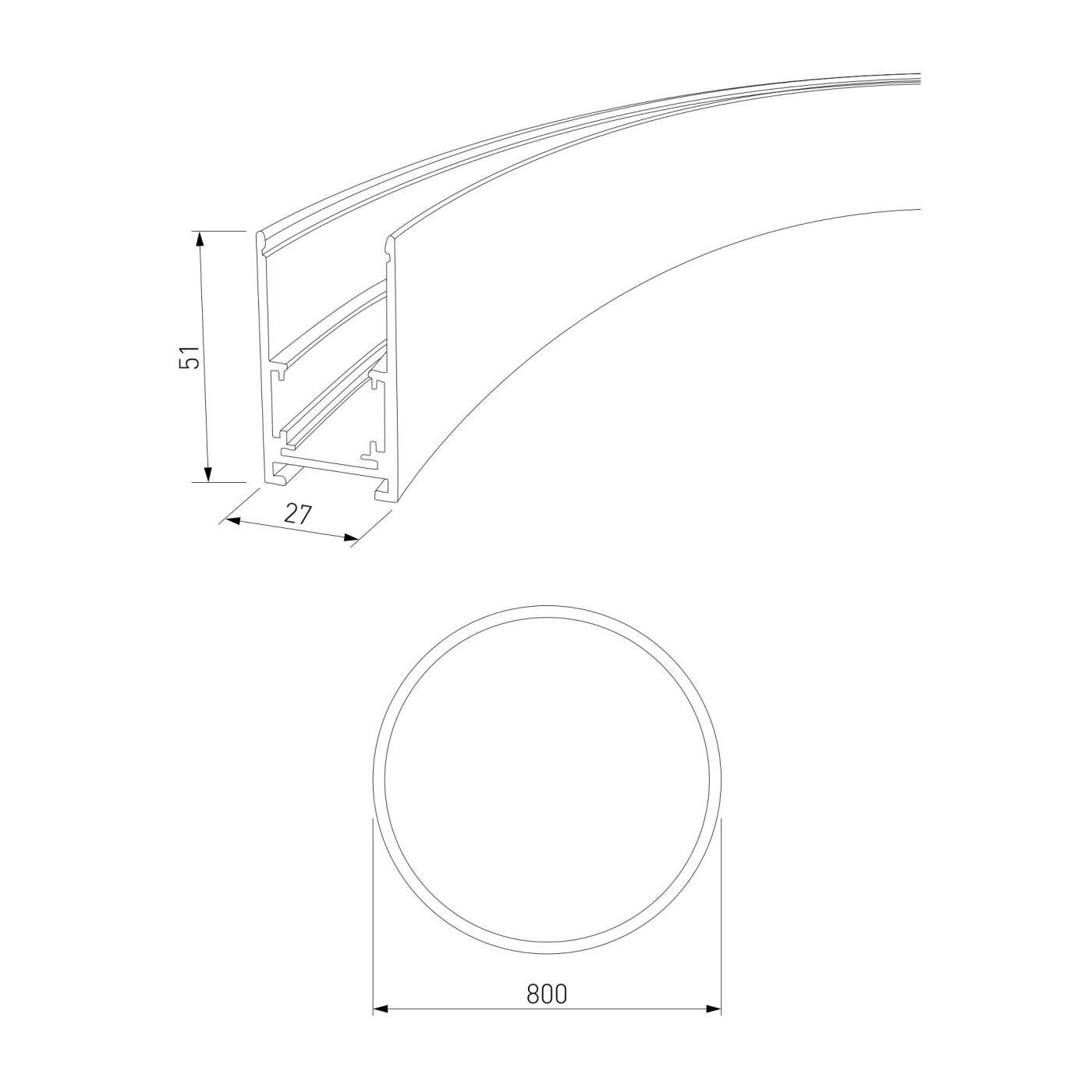 Шинопровод накладной (чёрный) (? 800мм) 85160/00_система Слим Шинопровод Elektrostandard Slim Magnetic Slim Magnetic Шинопровод накладной (черный) (? 800мм) 85160/00