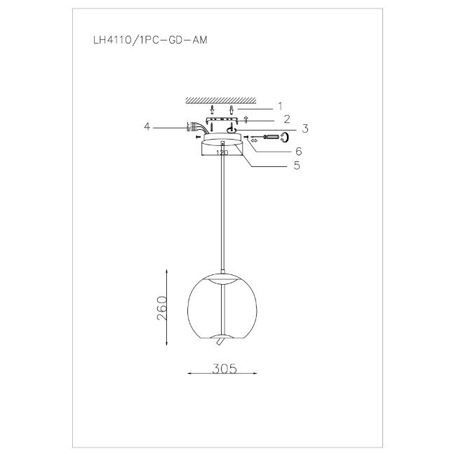 Светильник подвесной Lumien Hall Avila LH4110/1PC-GD-AM