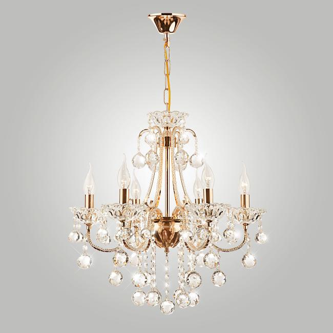 Подвесная люстра Eurosvet Ariella 10044/6 золото/прозрачный хрусталь Strotskis