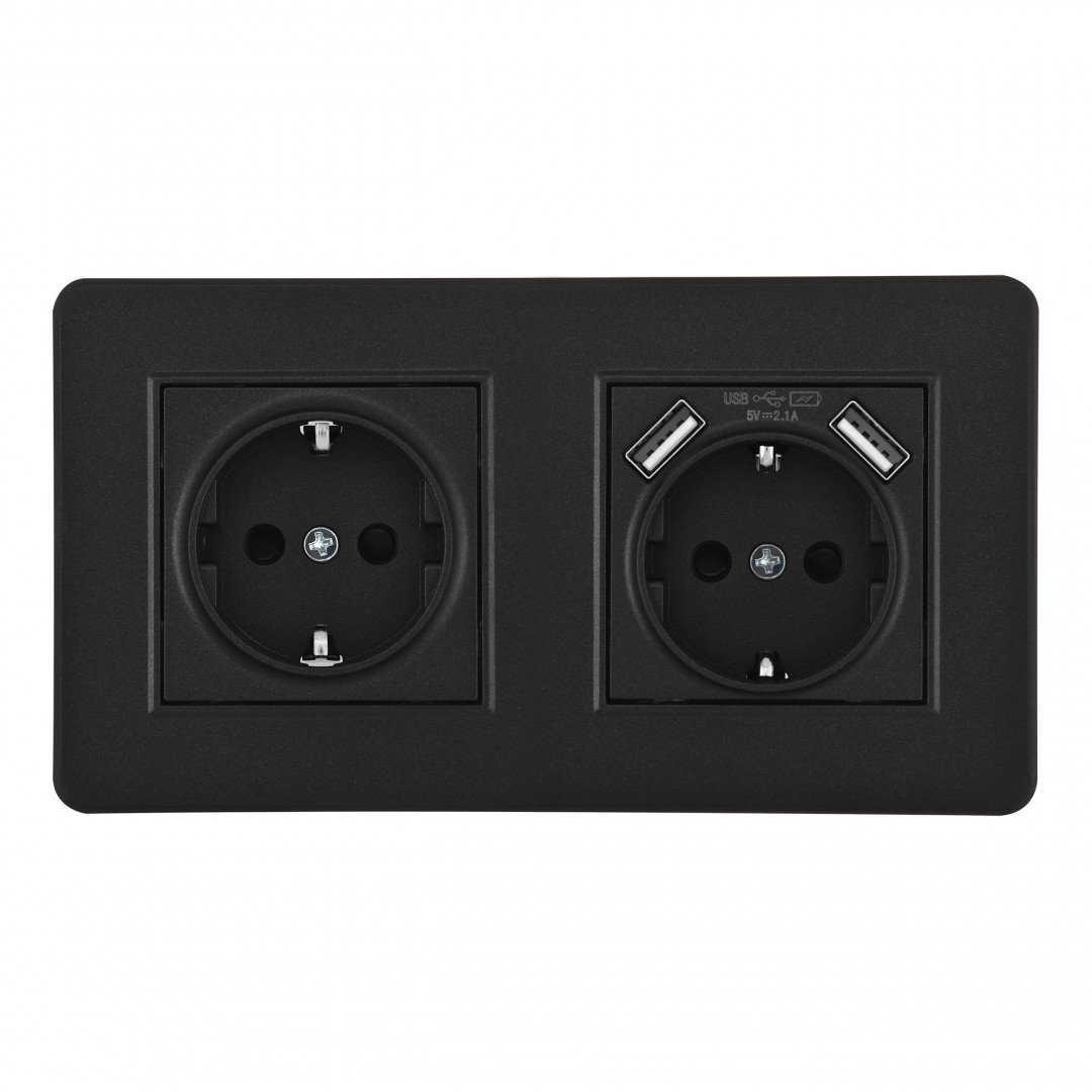 SET16-2-47-1-40-1 black Розетка Arte Milano Set16-2 SET16-2-47-1-40-1 black