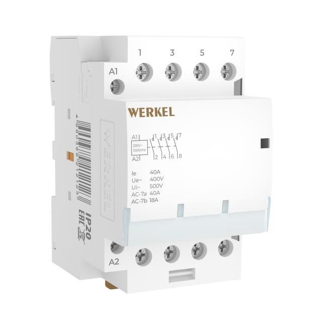 Контактор модульный Werkel Контакторы W943M40O/ Контактор модульный 40 A 4NO (3 мод.)