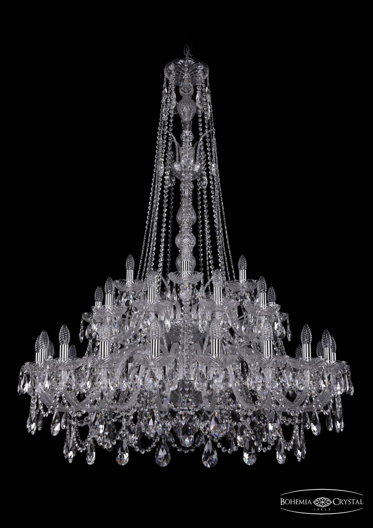 1411/20+10+5/400/XL-155/2d Ni Подвесная хрустальная люстра 1411 Bohemia 1411/20+10+5/400/XL-155/2d Ni