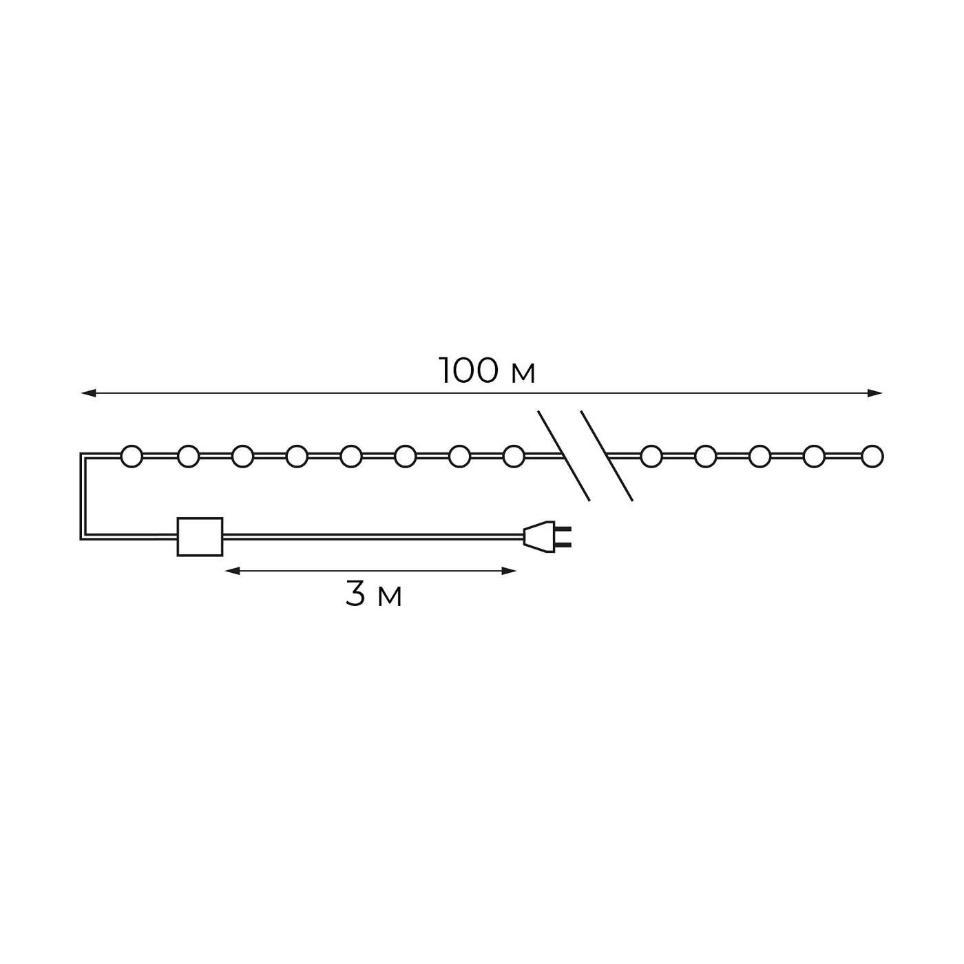 Гирлянда Uniel ULD-S10000-1000/DGA WARM WHITE IP20 DEW