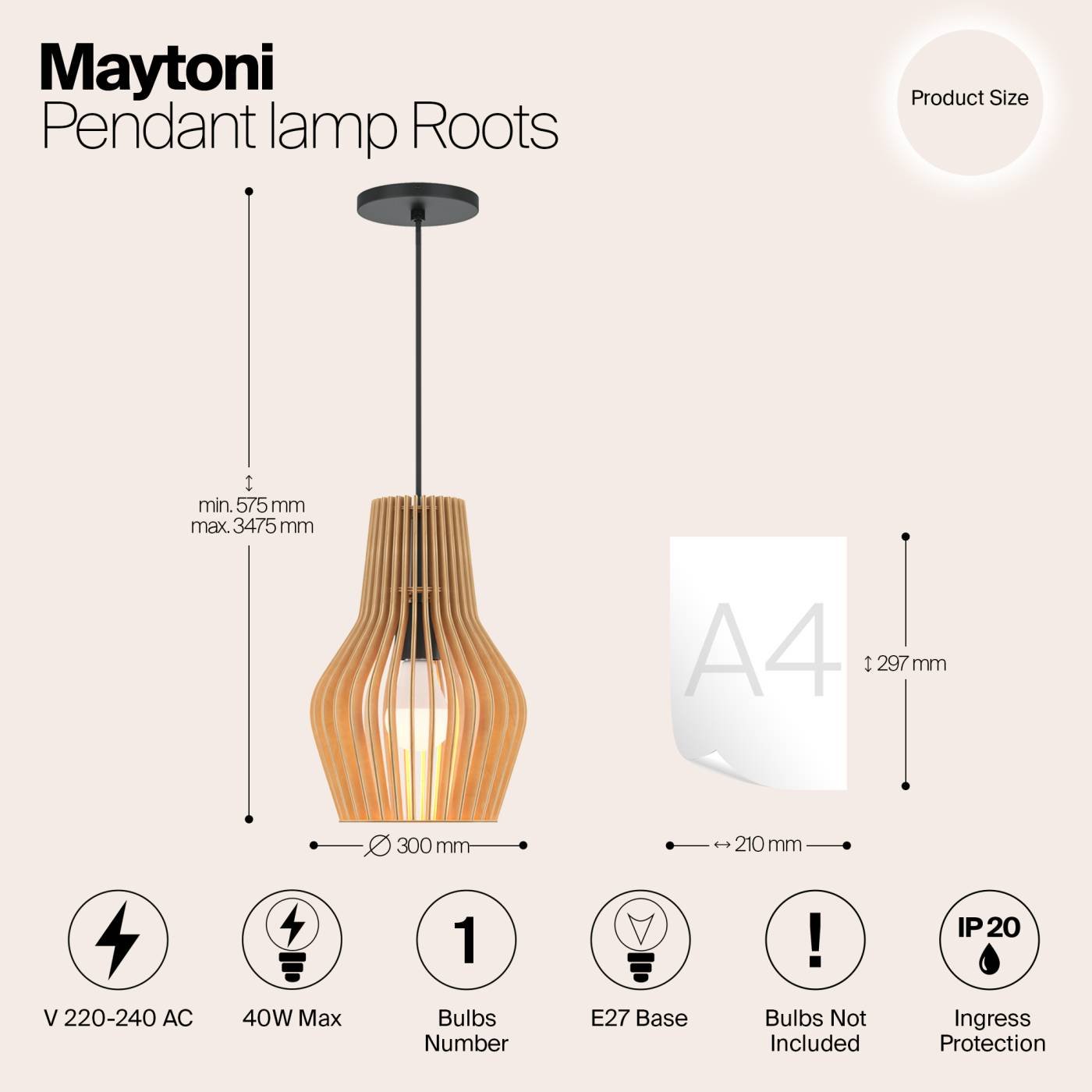 MOD191PL-01W1 Светильник подвесной Maytoni Roots MOD191PL-01W1