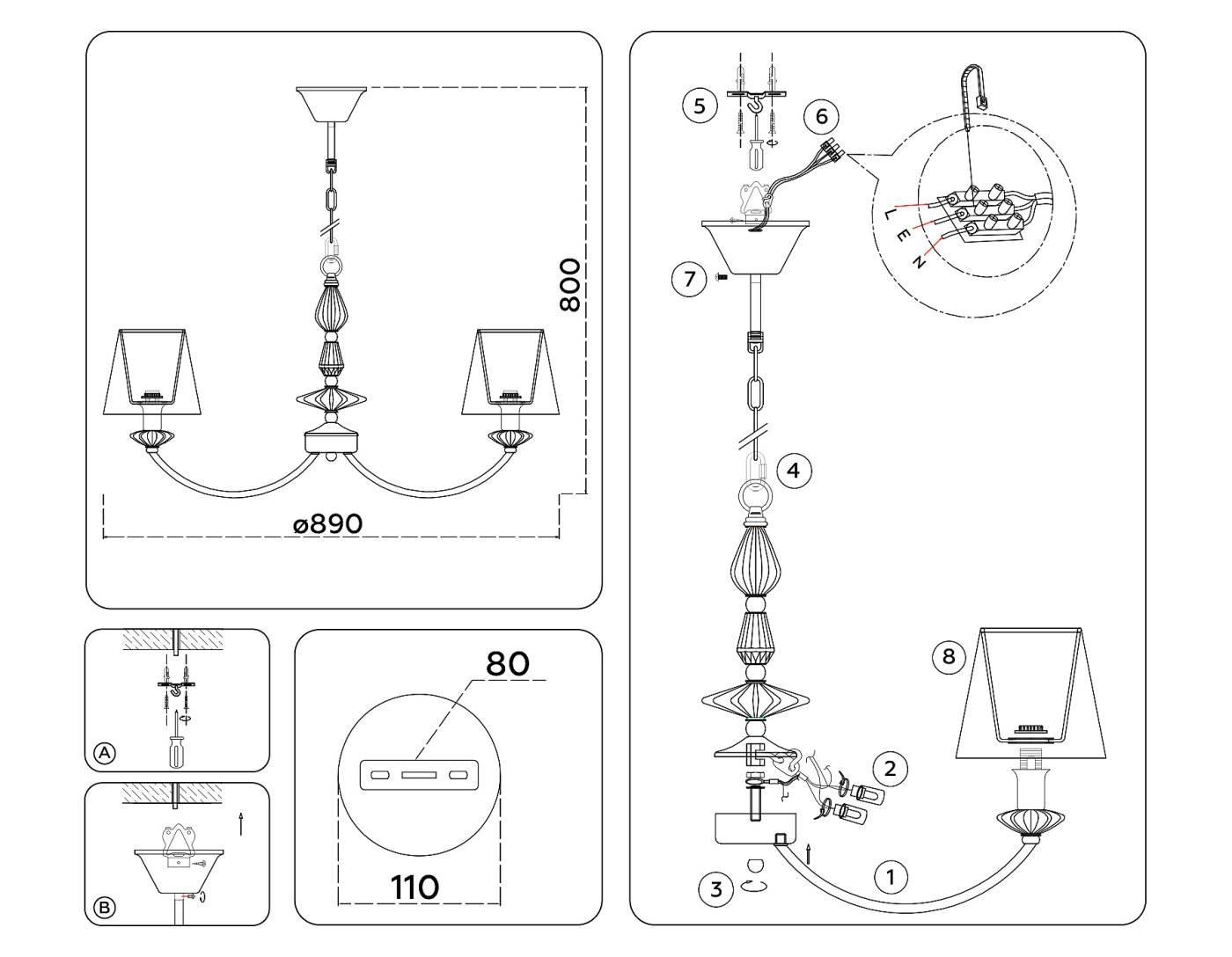 LH75025 Подвесная люстра Ambrella Ceramo Classic LH75025