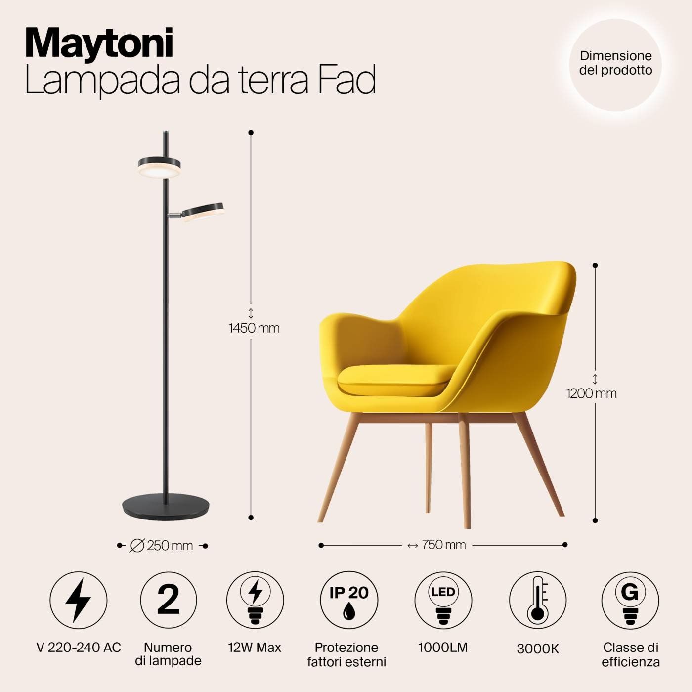 MOD070FL-L12B3K Торшер Maytoni Fad MOD070FL-L12B3K