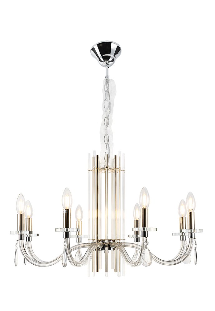 Подвесная люстра Crystal Lux Aurelio AURELIO SP8 GOLD+CHROME/TRANSPARENT