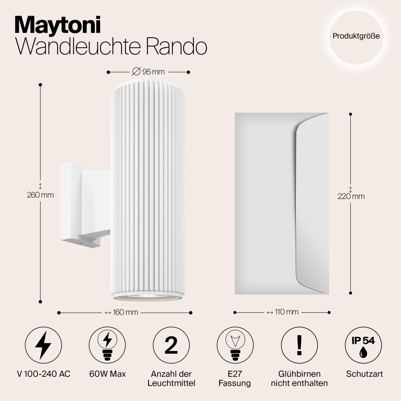O419WL-02W Уличный настенный светильник Maytoni Rando O419WL-02W
