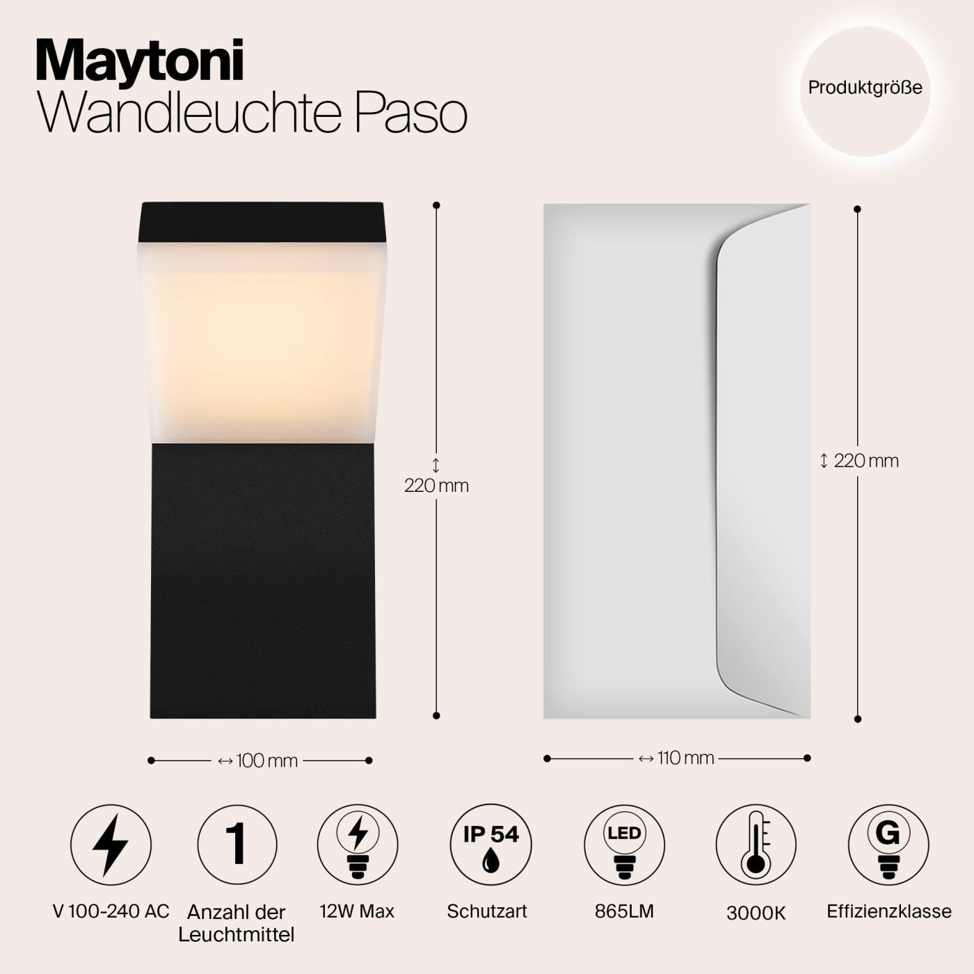O595WL-L12B3K Уличный настенный светильник Maytoni Paso O595WL-L12B3K