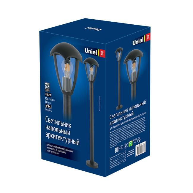 UUL-T80A 60W/E27 IP54 BLACK Столб фонарный уличный Uniel Uul UUL-T80A 60W/E27 IP54 BLACK