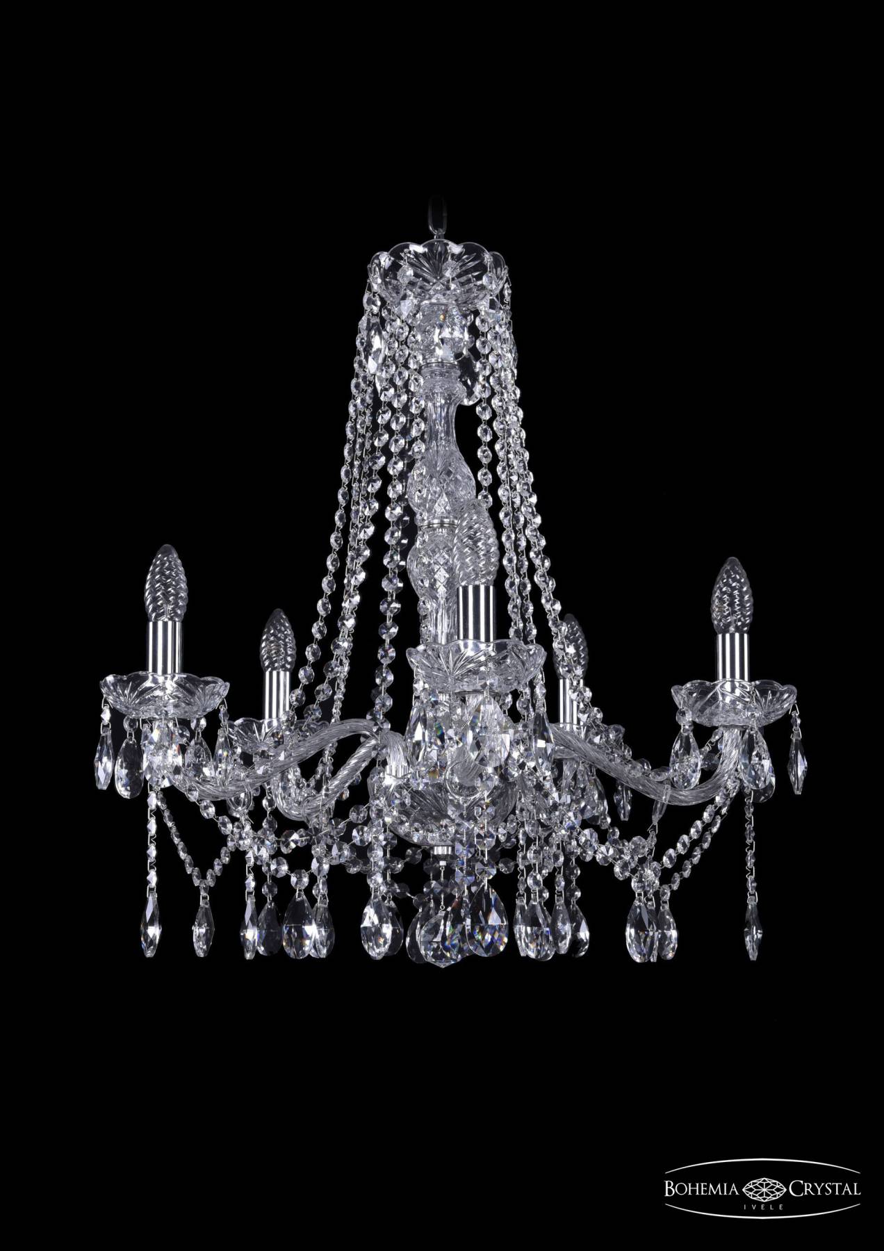 1413/5/200/h-60 Ni Подвесная хрустальная люстра 1413 Bohemia 1413/5/200/h-60 Ni