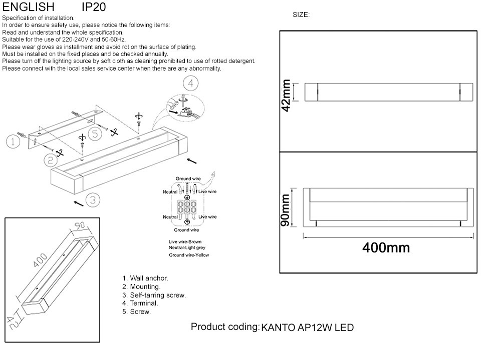 KANTO AP12W LED BL Настенный светильник Crystal Lux Kanto KANTO AP12W LED BL
