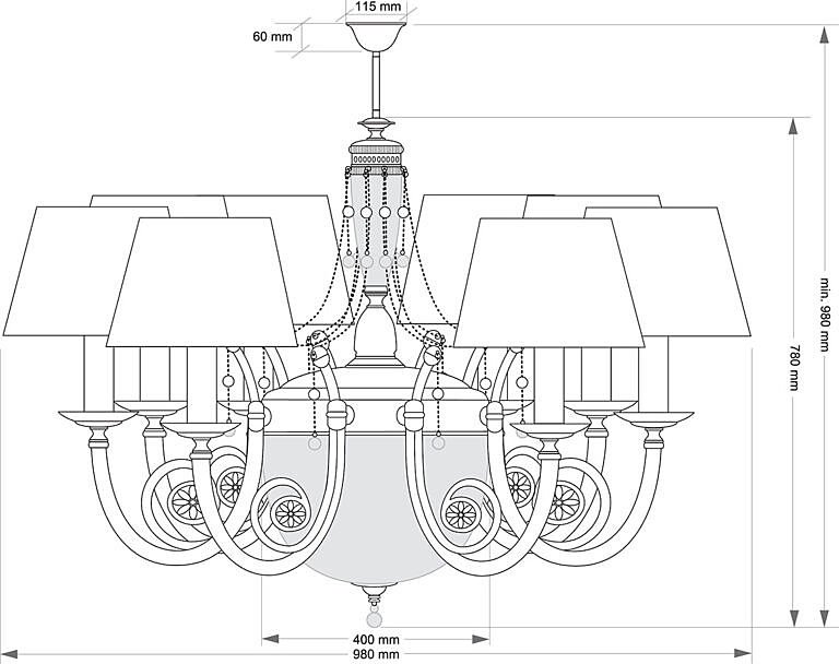 Потолочная люстра Kutek Bibione BIB-ZW-8(Z/A)CR