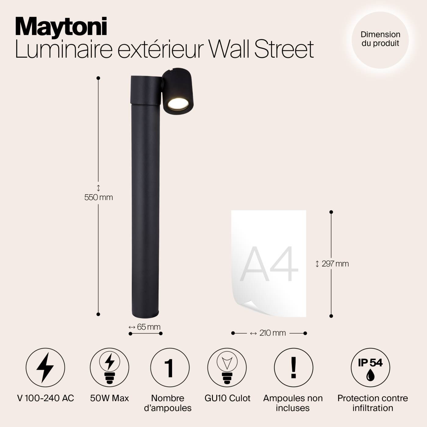 O010FL-01B Уличный наземный светильник Maytoni Wall Street O010FL-01B