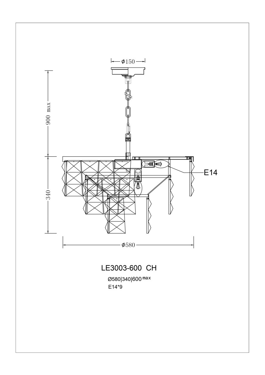 LE3003/600 CH Подвесная люстра LEON Cristal LE3003/600 CH