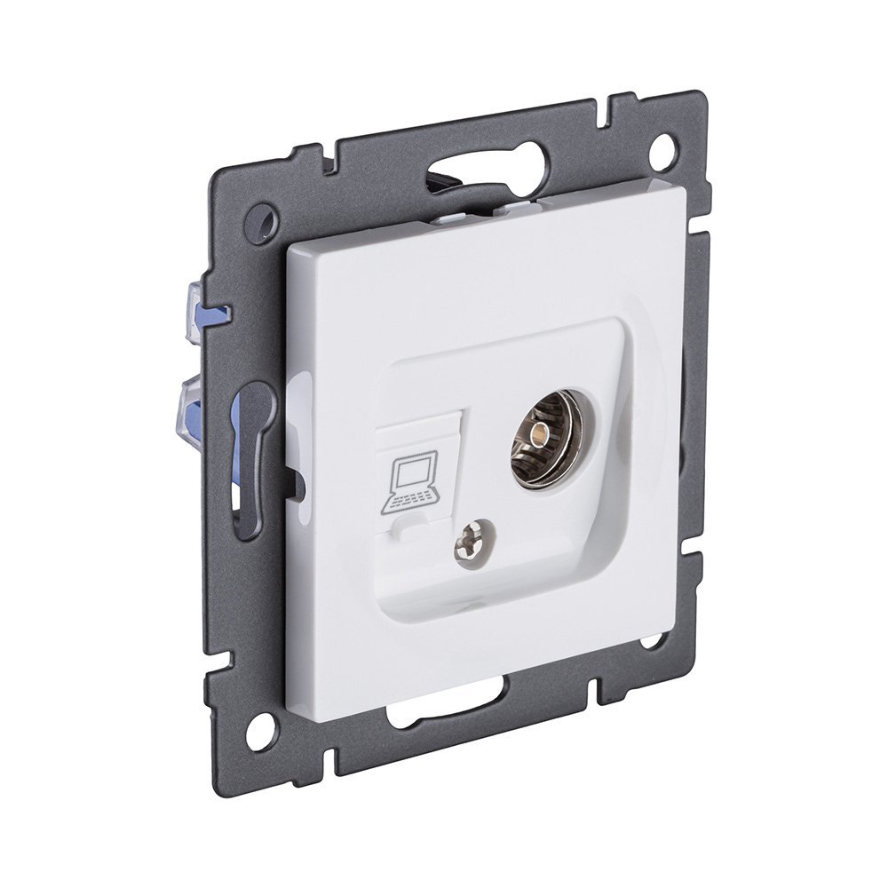 REA-012WH Розетка двойная TV (мама) + RJ45 Cat.6, белый Kollinger REA-012WH для Aspekt, Eleganz, Reflex