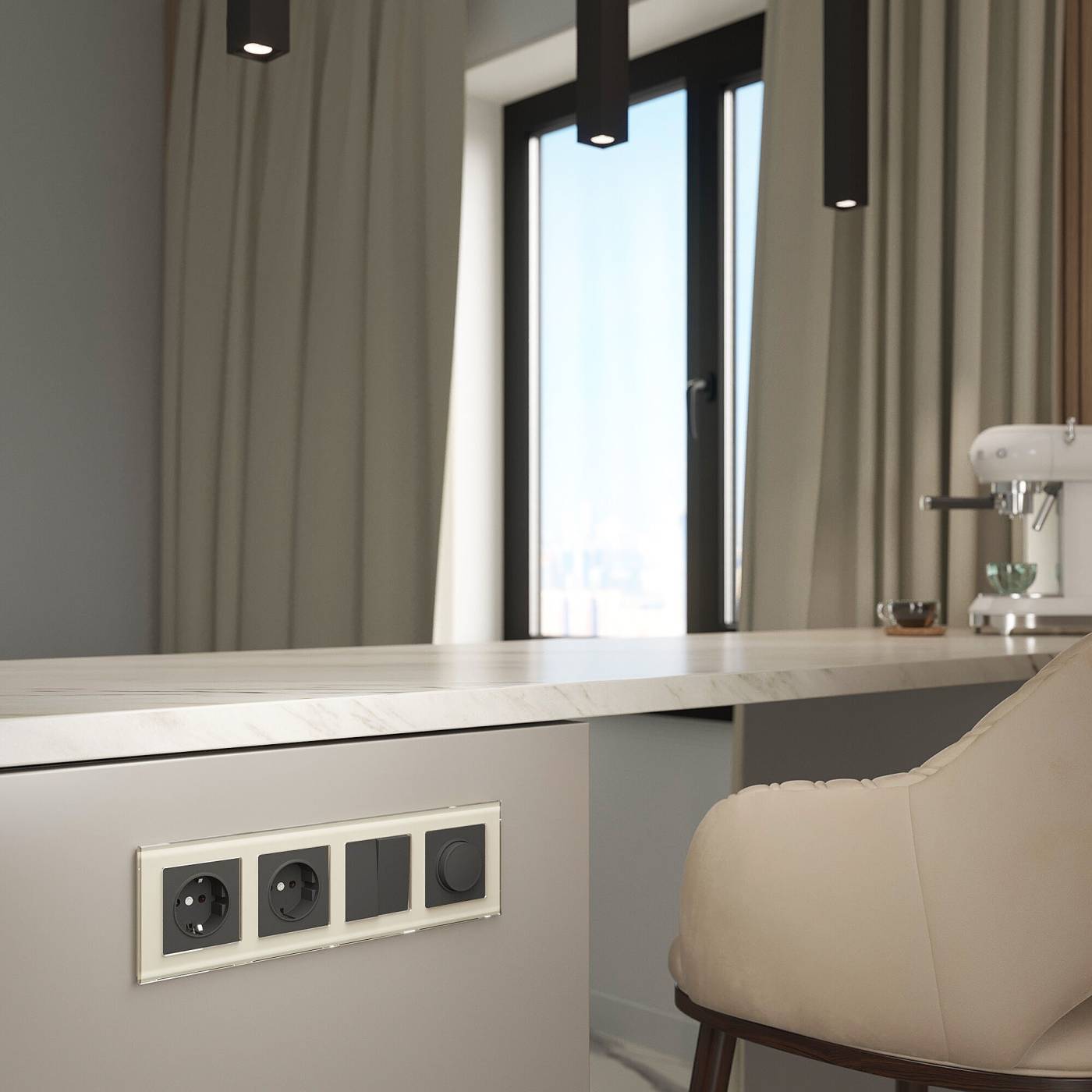 Рамка Werkel W0041141/ Рамка на 4 поста Favorit (молочный, стекло)