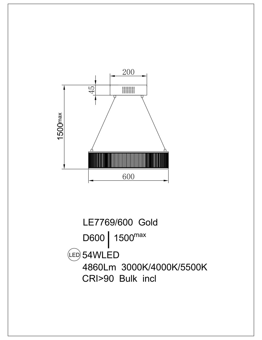 LE7769/600 Gold Подвесная люстра LEON Lumiere LE7769/600 Gold