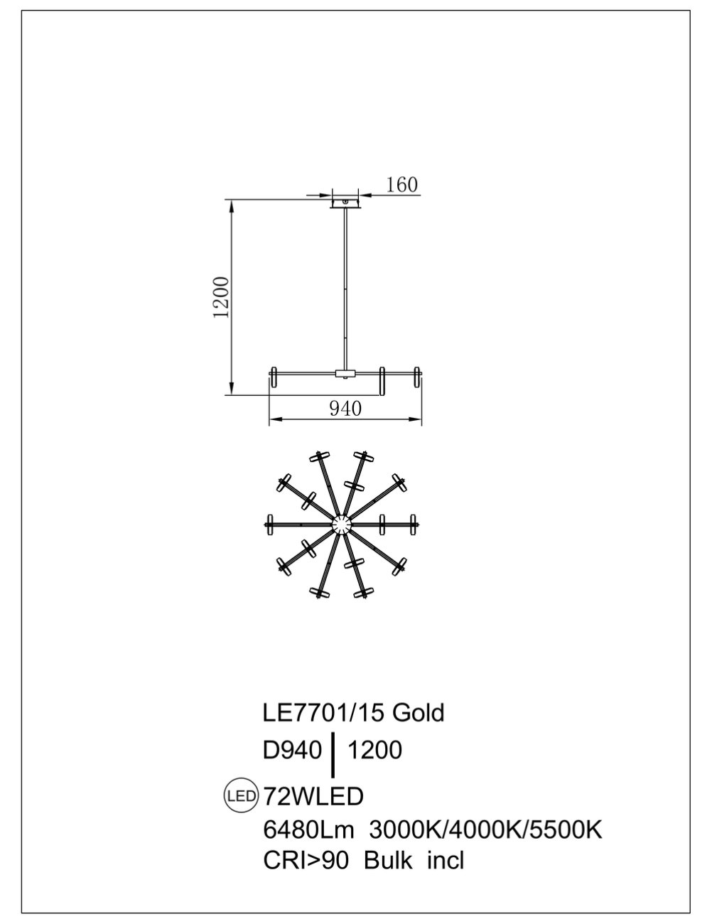 LE7701/15 Grey/Black Chrome Люстра на штанге LEON Theona LE7701/15 Grey/Black Chrome