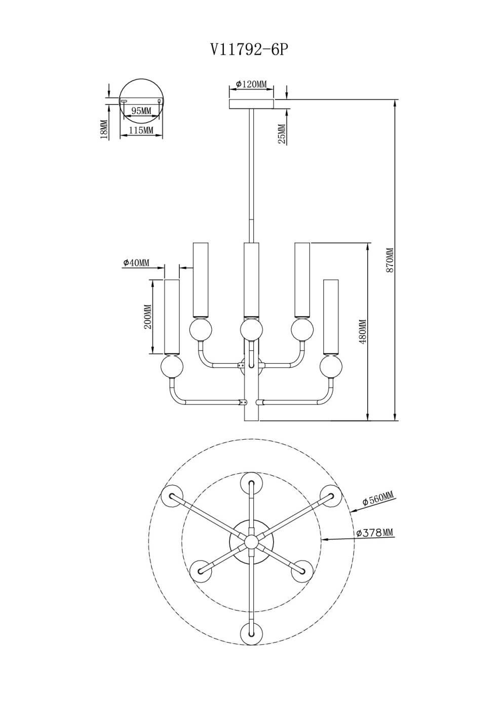V11792-6P Люстра на штанге Moderli Illis V11792-6P