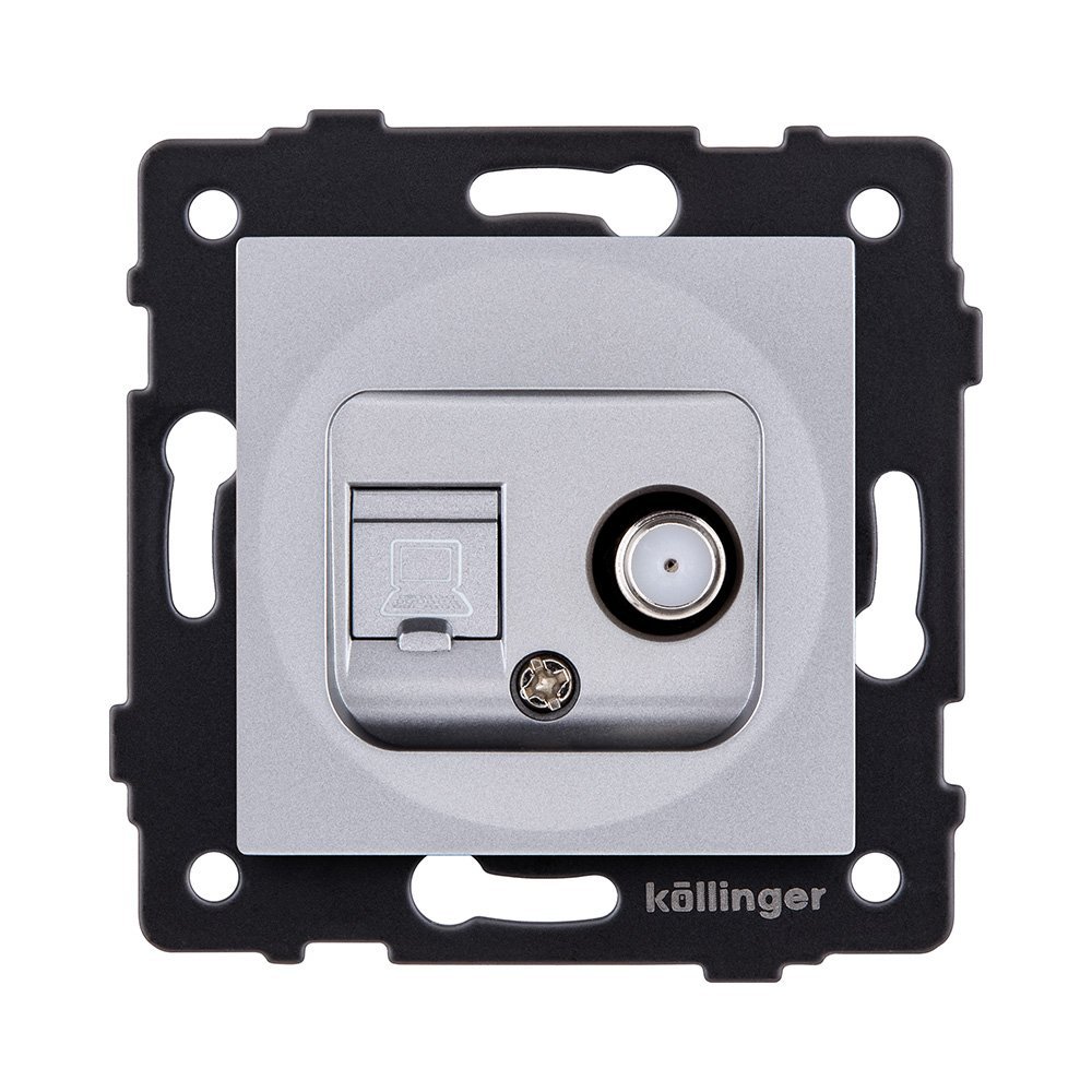 REA-022GY Розетка двойная спутниковая SAT + RJ45 Cat.6, серый Kollinger REA-022GY для Aspekt, Eleganz, Reflex